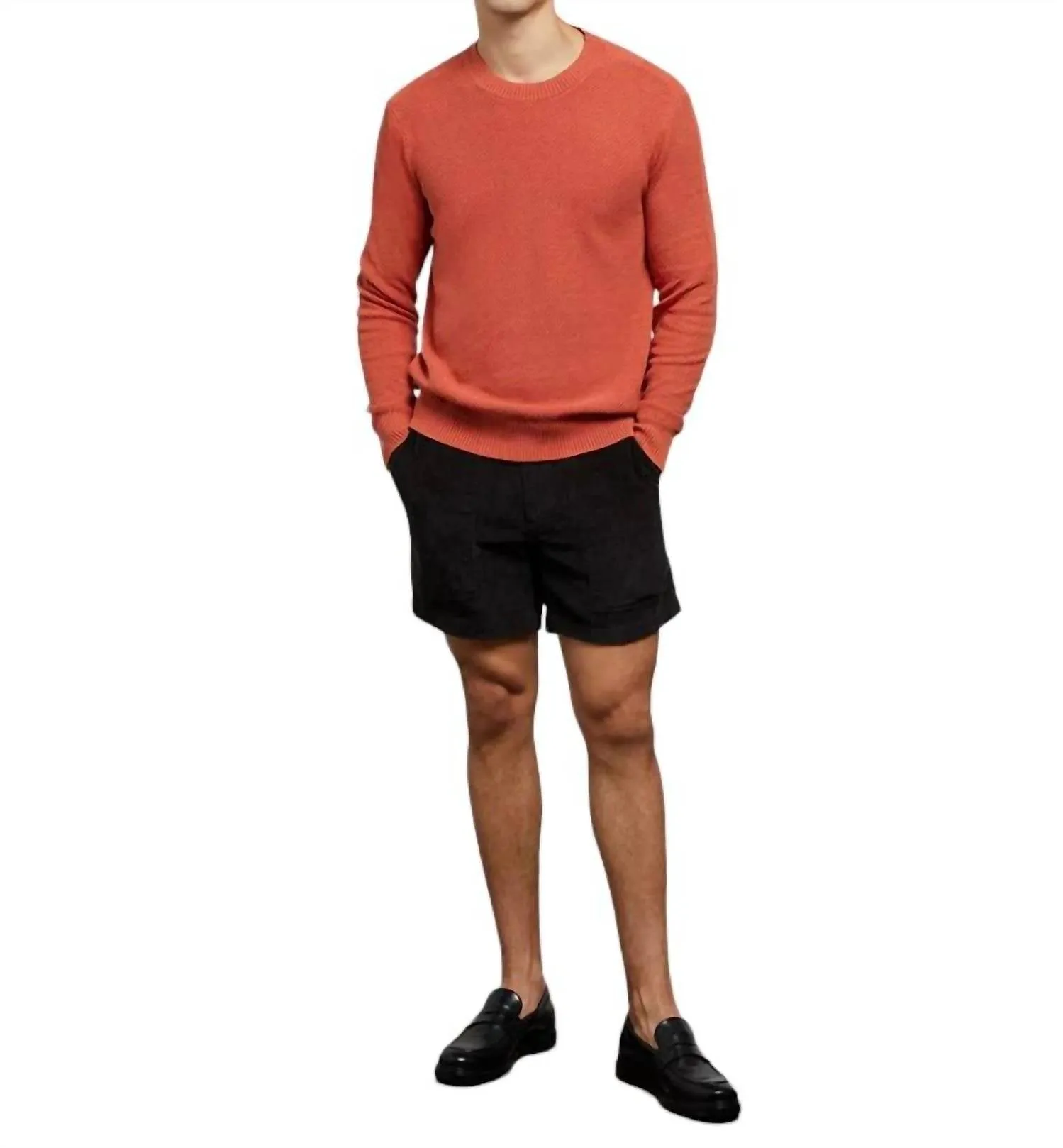 Mens Pigment Dye Sweater In Spiced Ginger