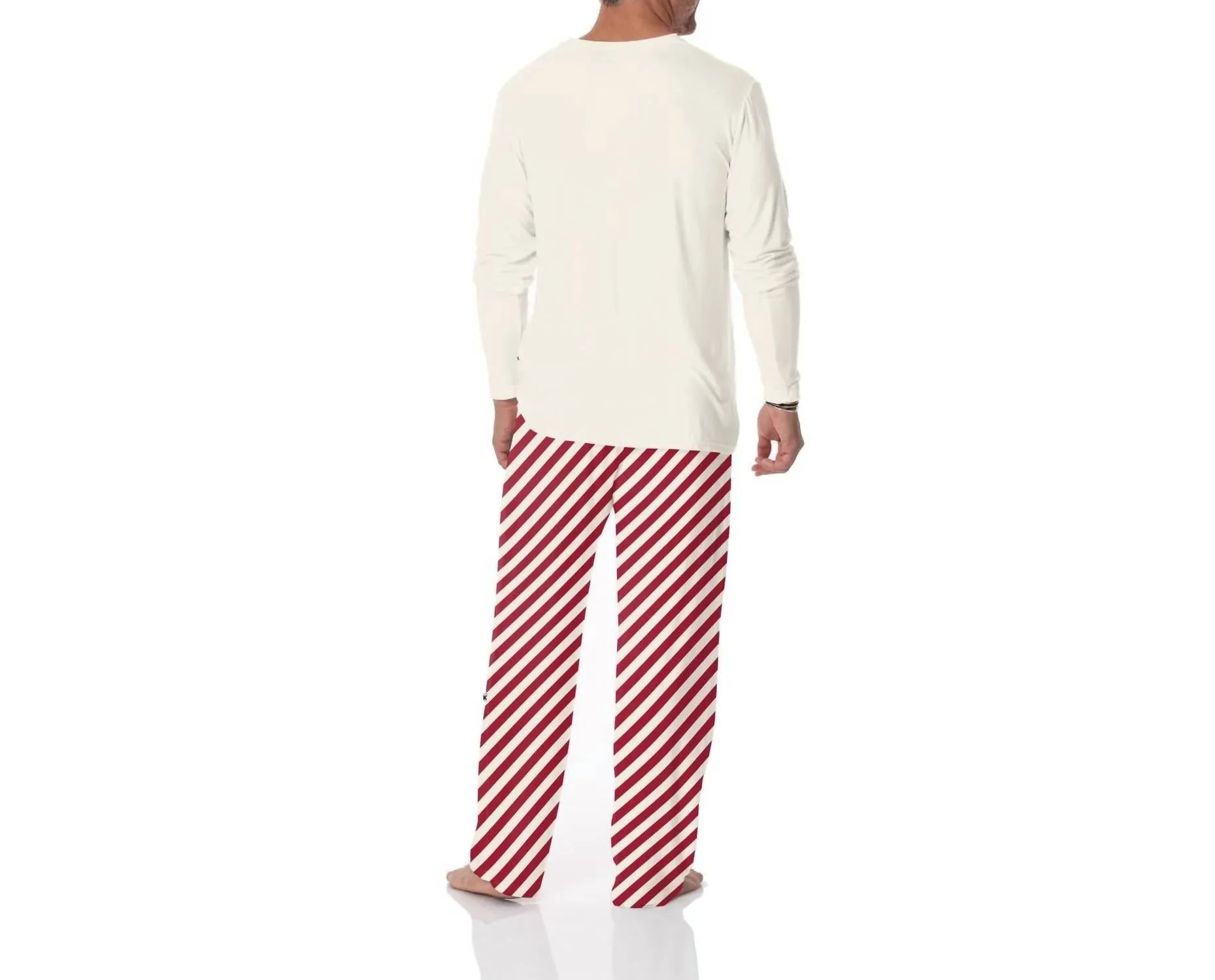 Men's Print Pajama Pants In Candy Cane Twist