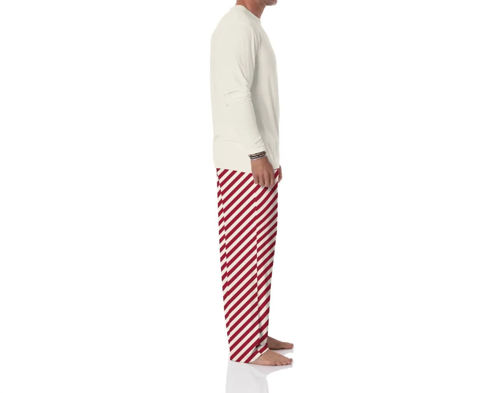 Men's Print Pajama Pants In Candy Cane Twist