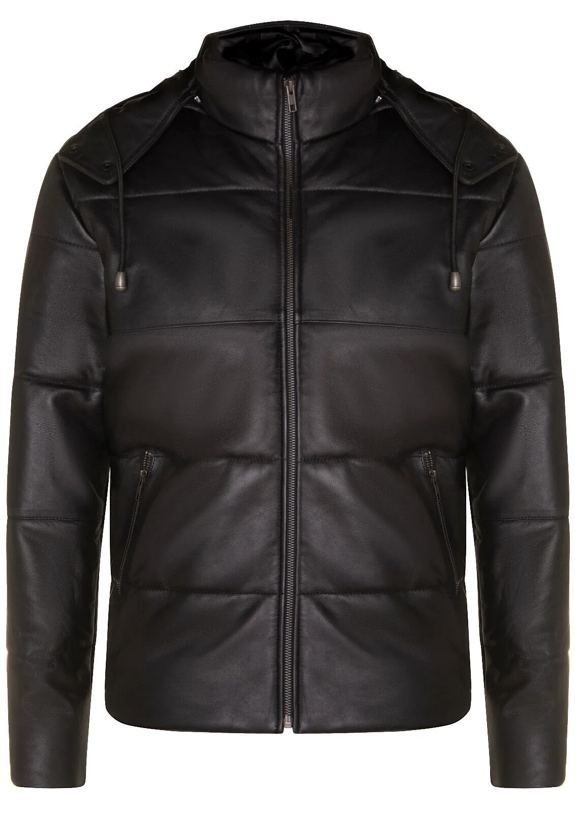 Mens Puffer Leather Bomber Jacket-Augsburg