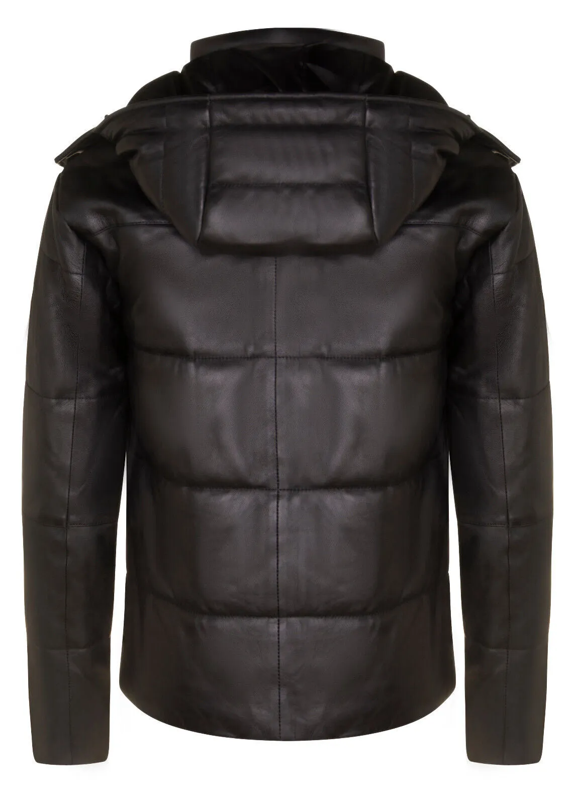 Mens Puffer Leather Bomber Jacket-Augsburg