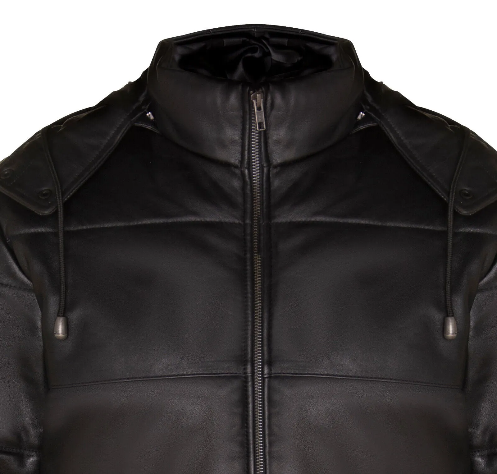 Mens Puffer Leather Bomber Jacket-Augsburg