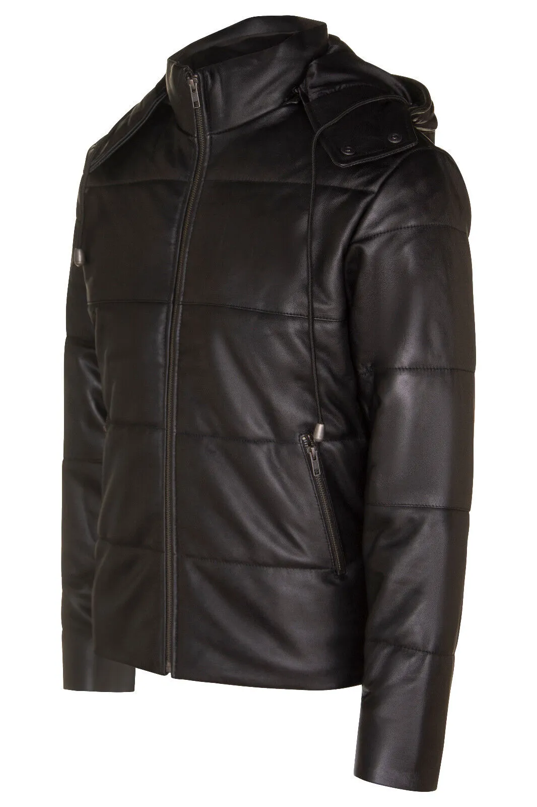 Mens Puffer Leather Bomber Jacket-Augsburg
