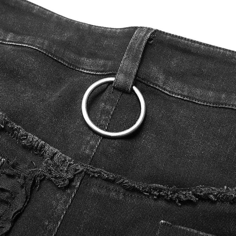 Men's Punk Ripped Denim Pants