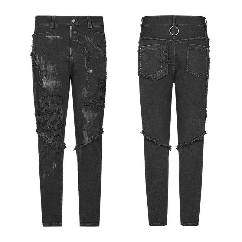 Men's Punk Ripped Denim Pants