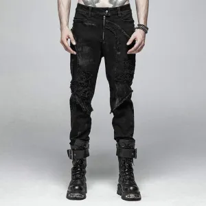 Men's Punk Ripped Denim Pants