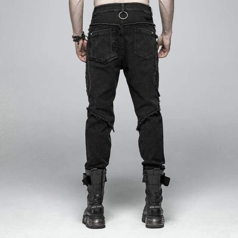 Men's Punk Ripped Denim Pants