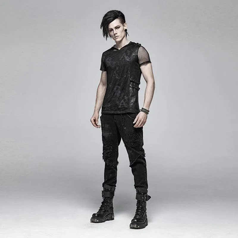 Men's Punk Ripped Denim Pants