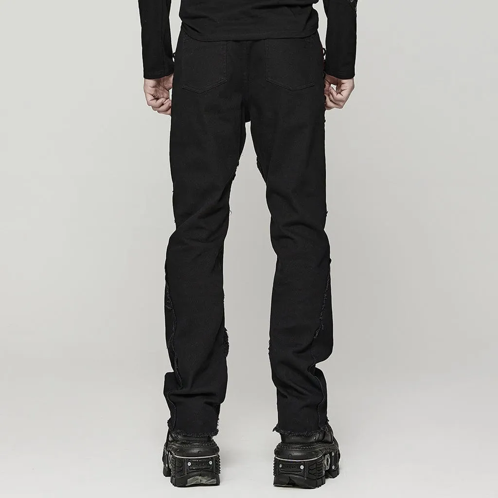 Men's Punk Spider Mesh Splice Pants