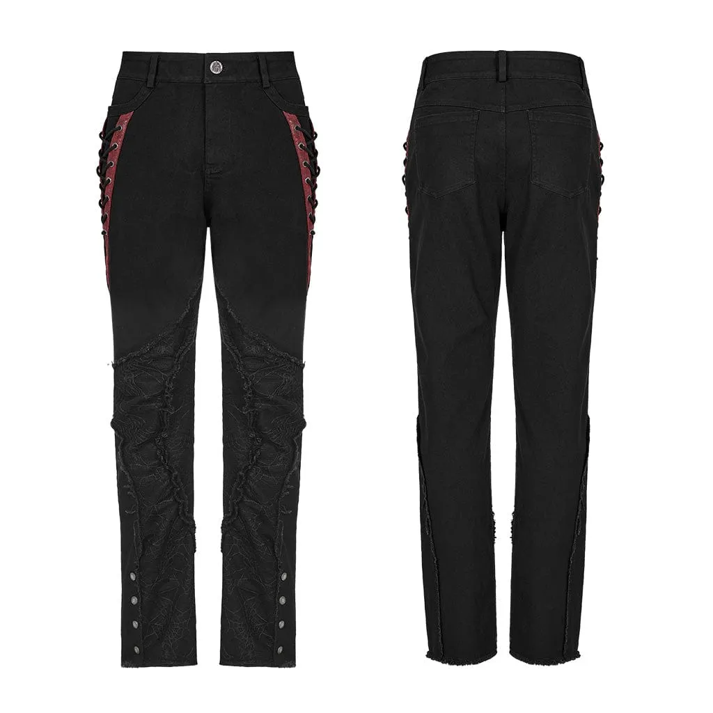 Men's Punk Spider Mesh Splice Pants