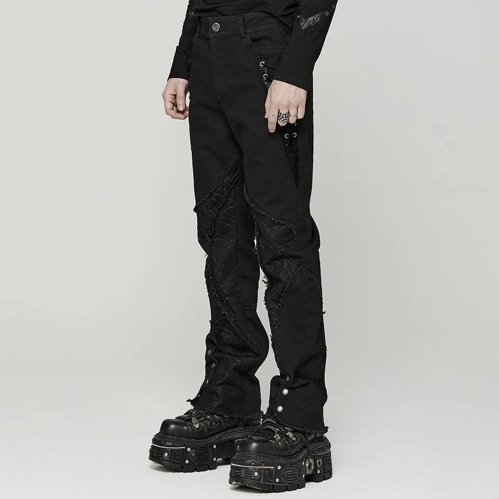 Men's Punk Spider Mesh Splice Pants