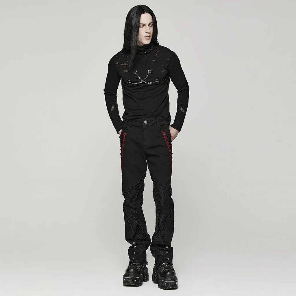 Men's Punk Spider Mesh Splice Pants