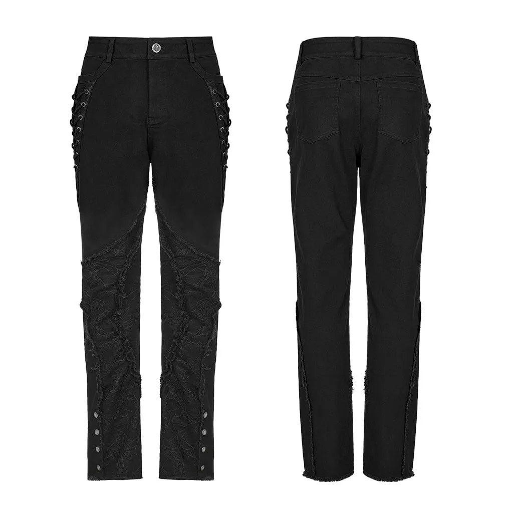 Men's Punk Spider Mesh Splice Pants