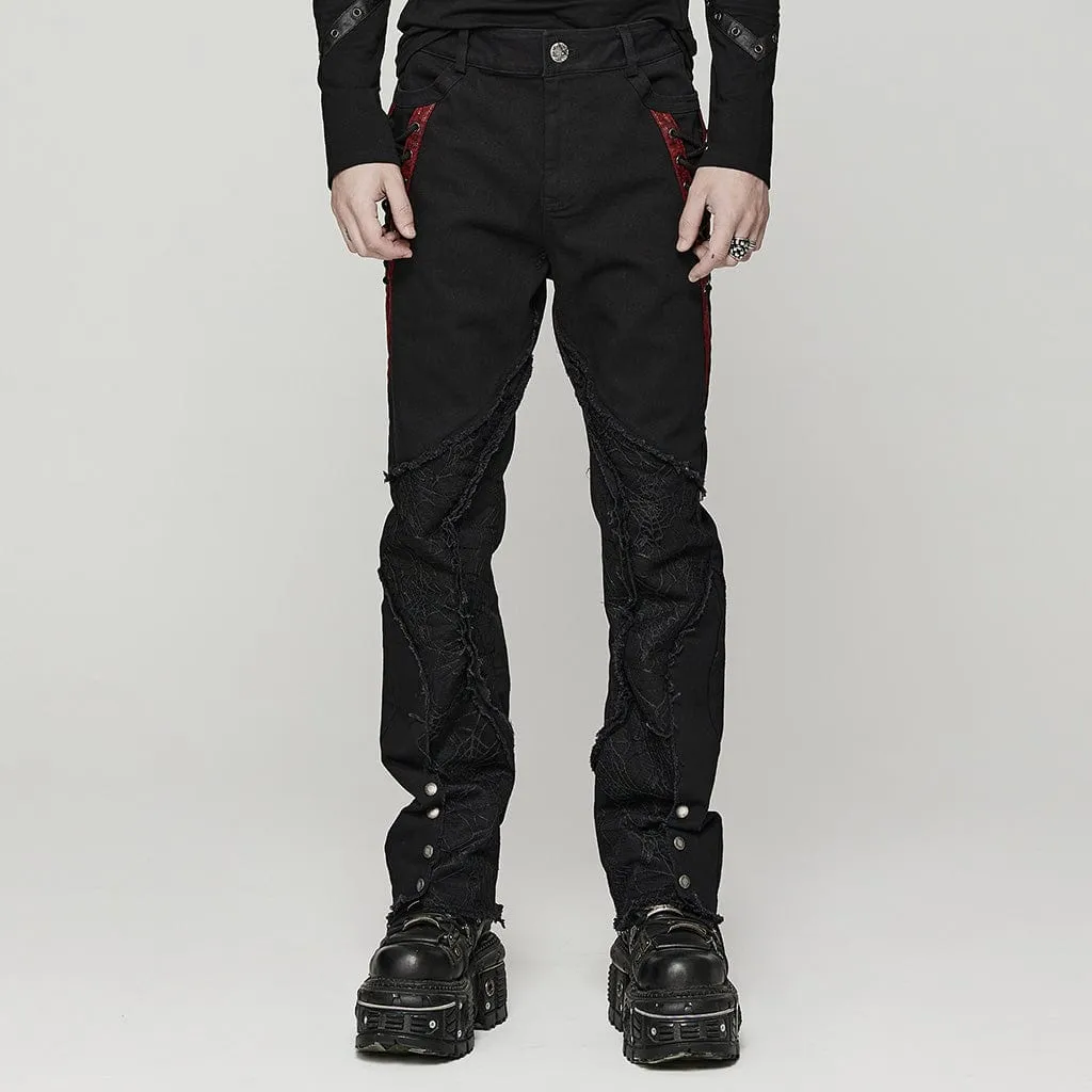 Men's Punk Spider Mesh Splice Pants