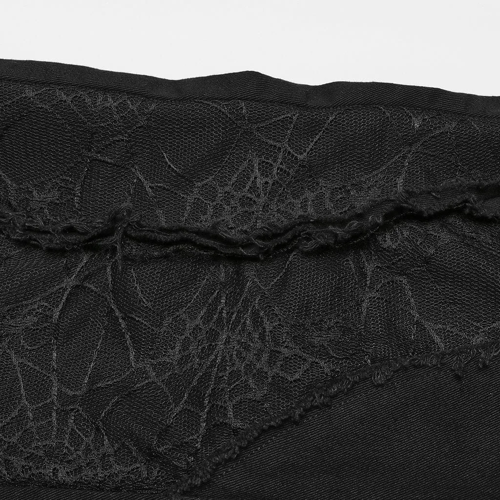 Men's Punk Spider Mesh Splice Pants