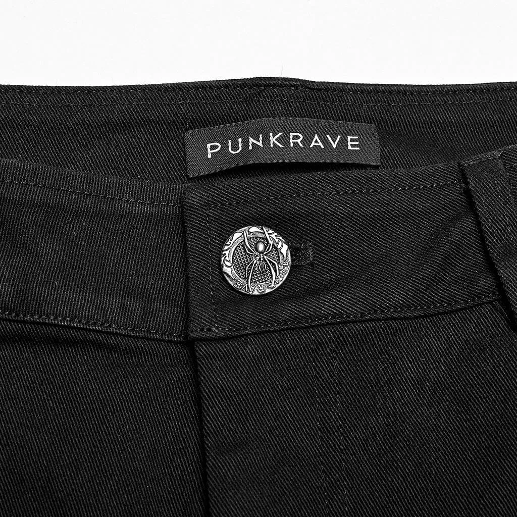 Men's Punk Spider Mesh Splice Pants