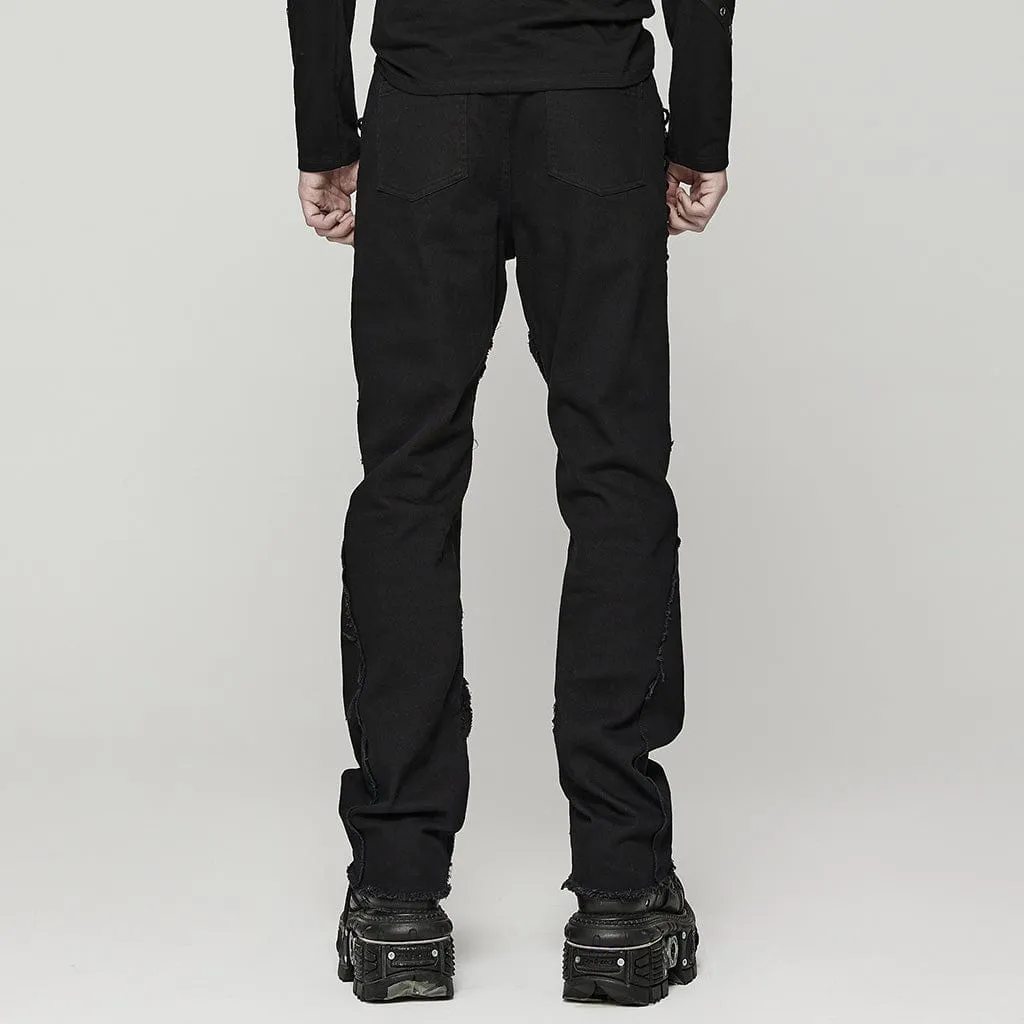 Men's Punk Spider Mesh Splice Pants