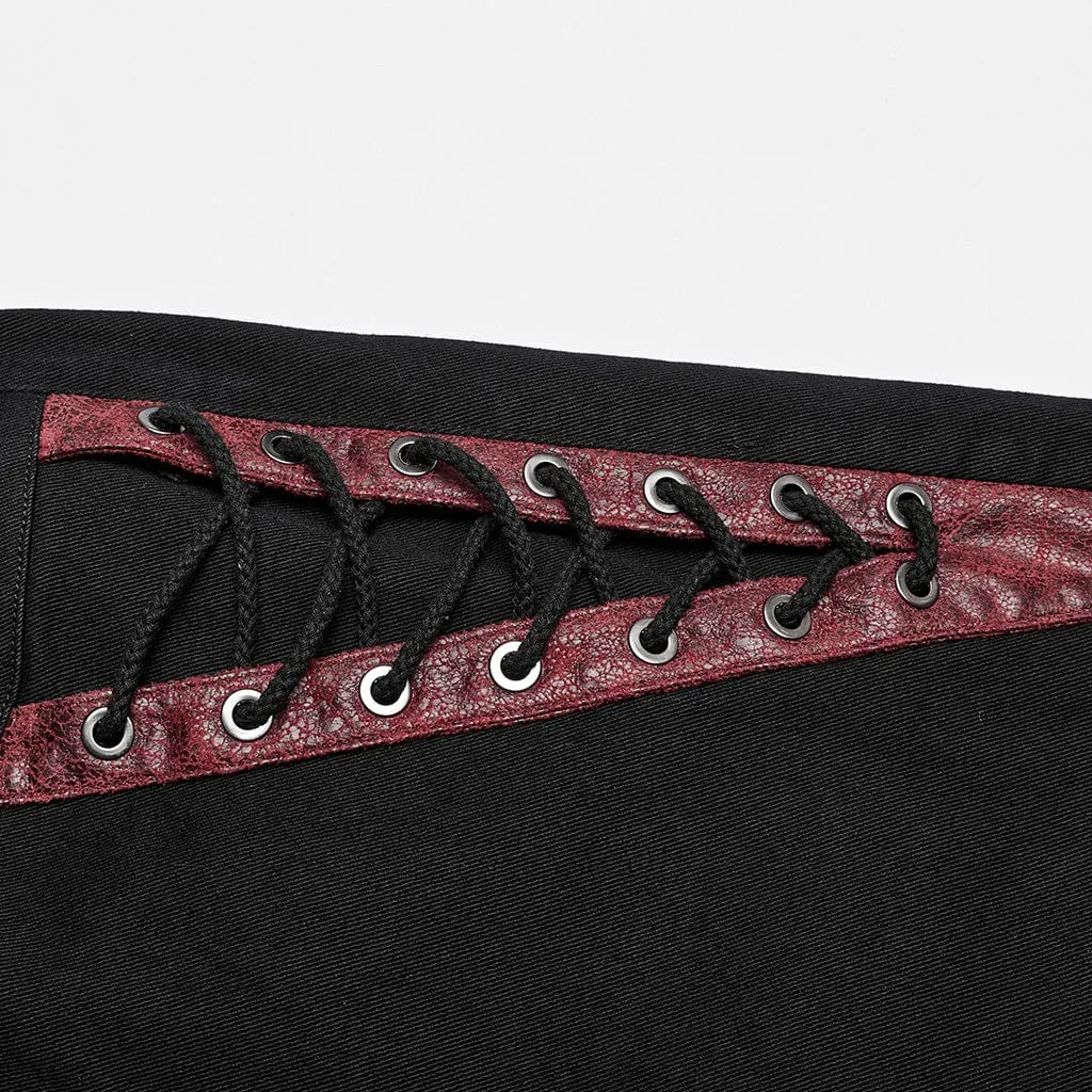 Men's Punk Spider Mesh Splice Pants