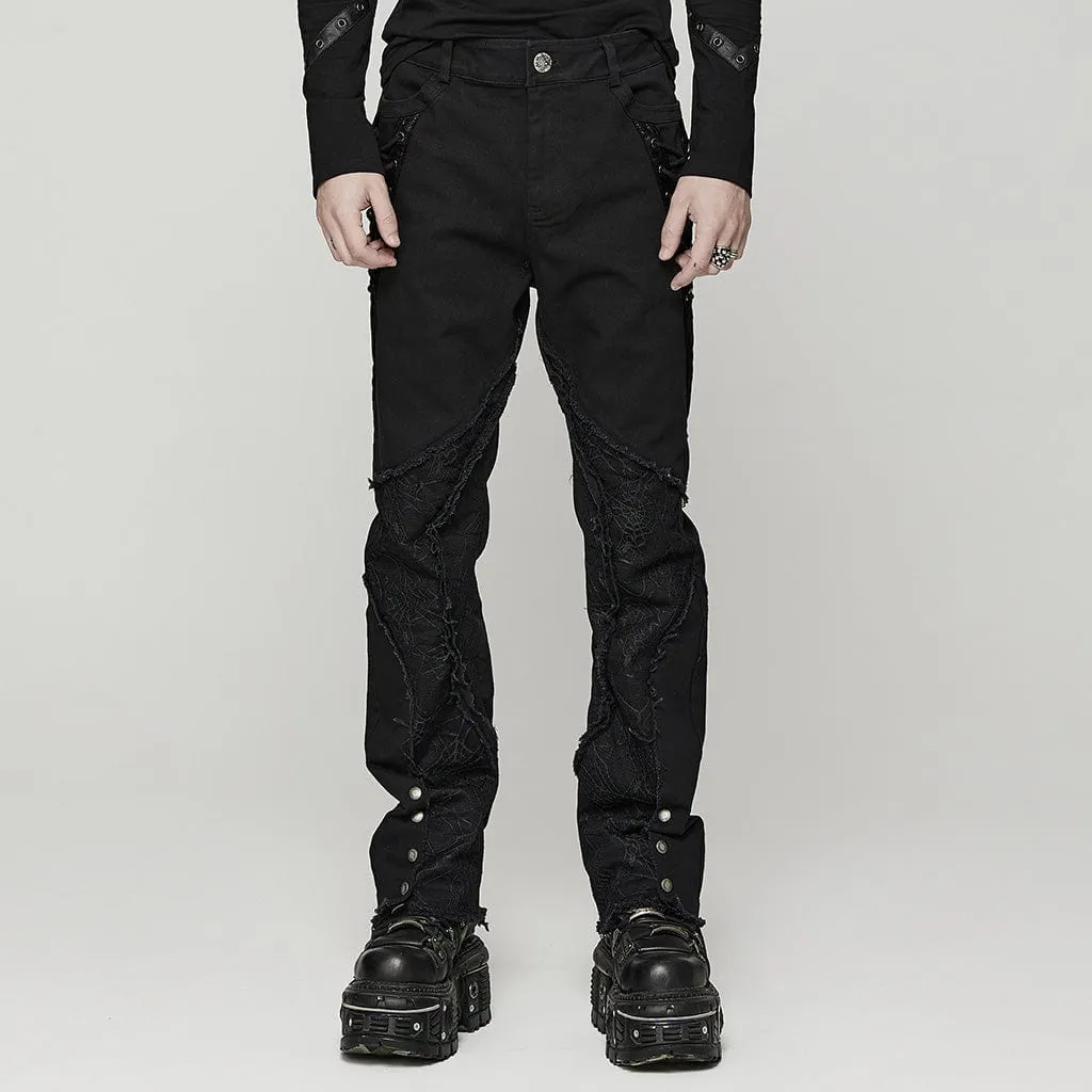 Men's Punk Spider Mesh Splice Pants