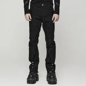 Men's Punk Spider Mesh Splice Pants