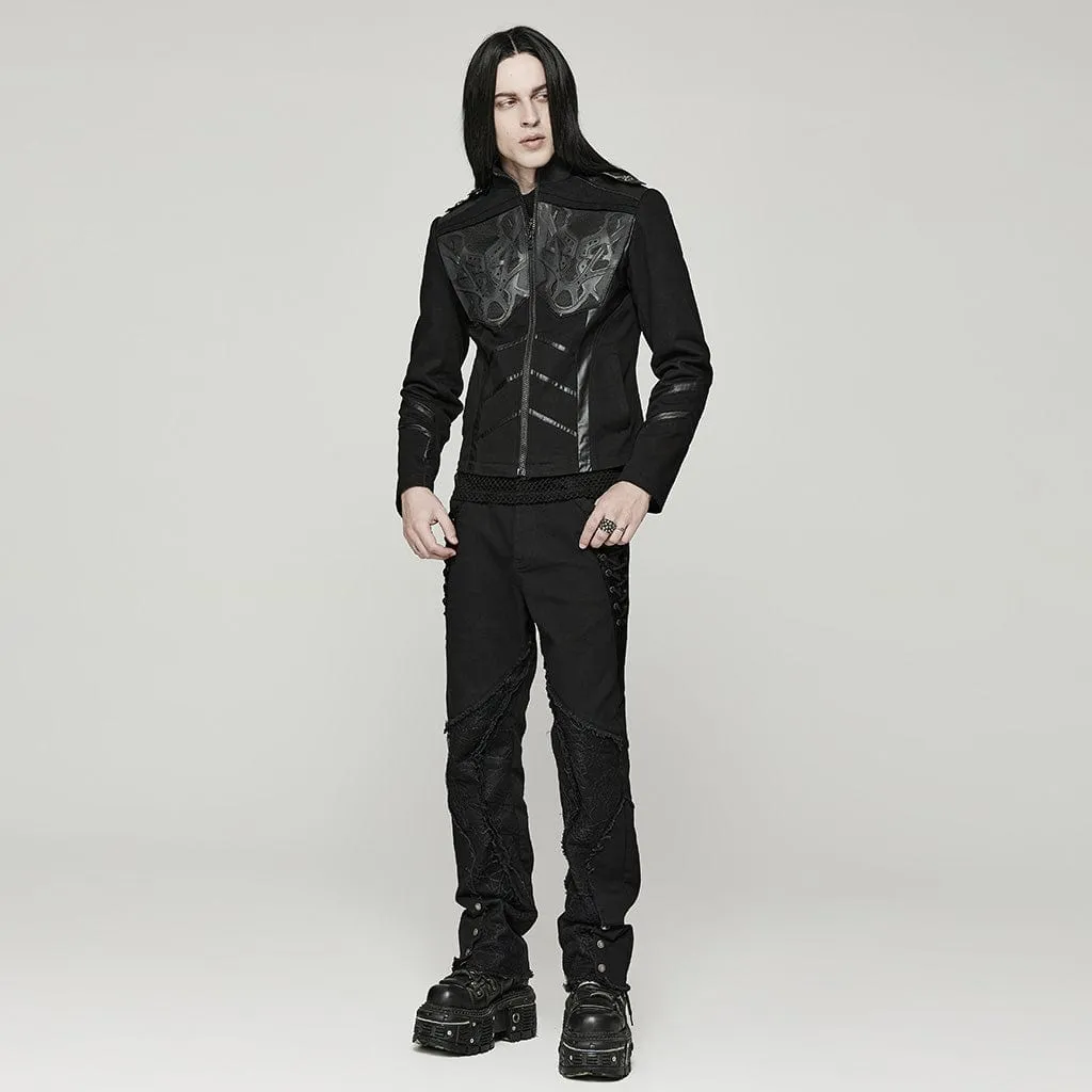 Men's Punk Spider Mesh Splice Pants