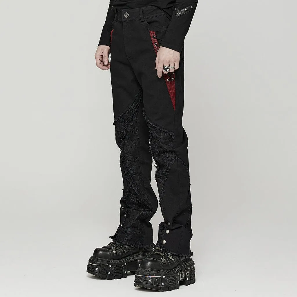 Men's Punk Spider Mesh Splice Pants