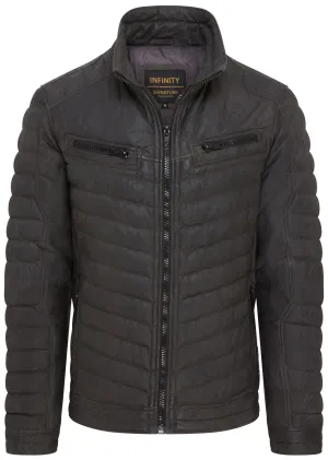 Mens Quilted Puffer Leather Bomber Jacket - Torpoint