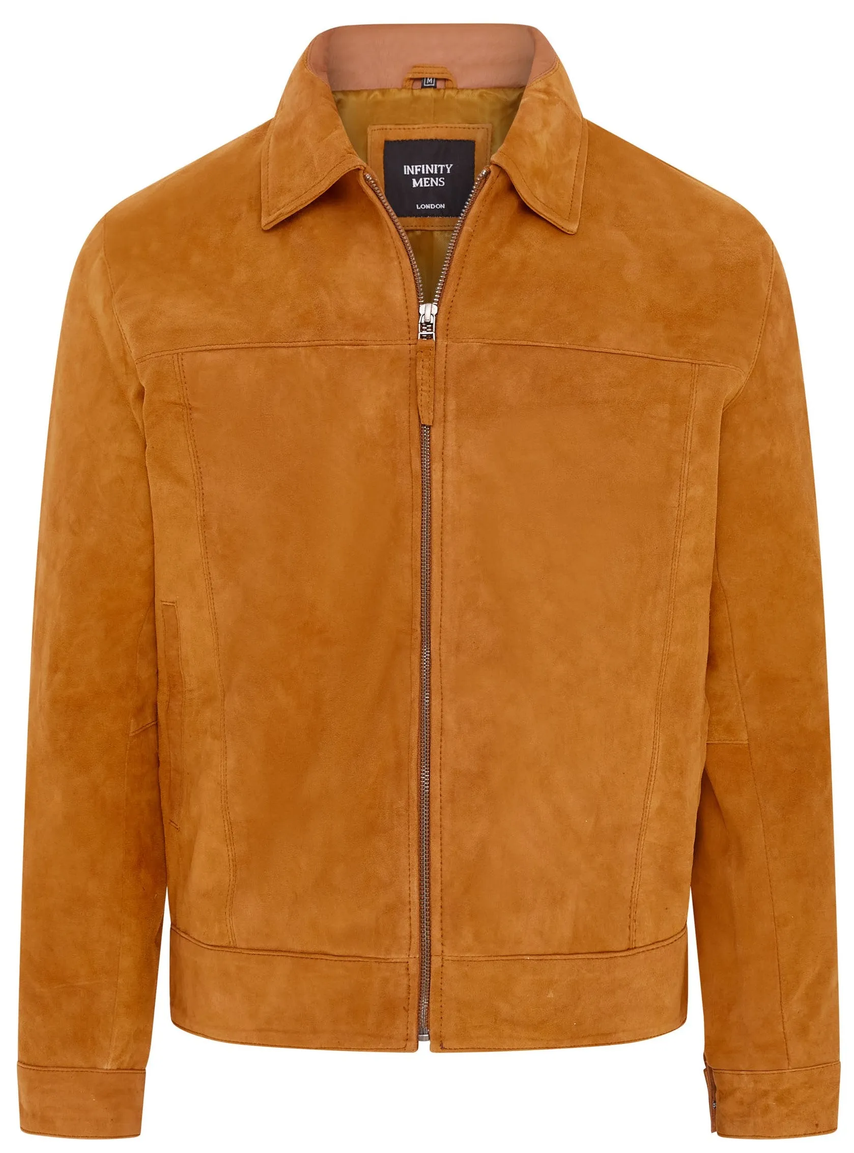Mens Retro Classic Suede Leather Harrington Biker Jacket - Bryne