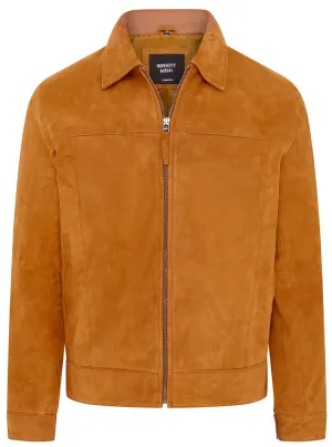 Mens Retro Classic Suede Leather Harrington Biker Jacket - Bryne