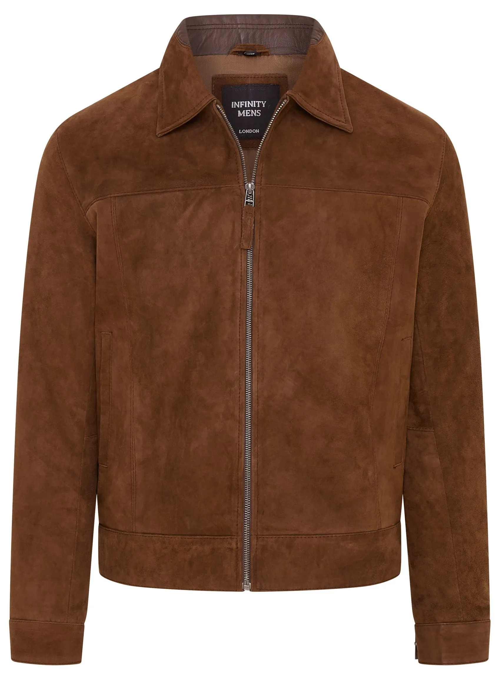 Mens Retro Classic Suede Leather Harrington Biker Jacket - Bryne