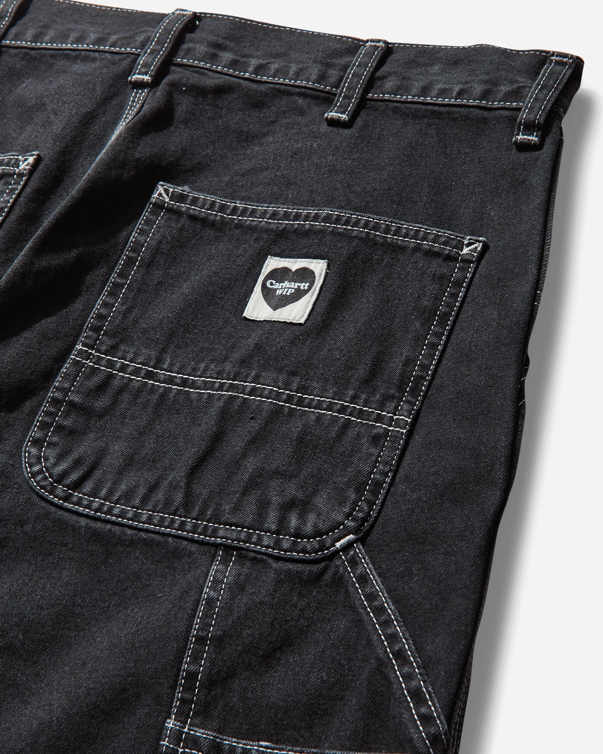 Men's Single Knee Pants Black (Stone Washed)