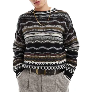 Mens Striped Knit Pullover Sweater