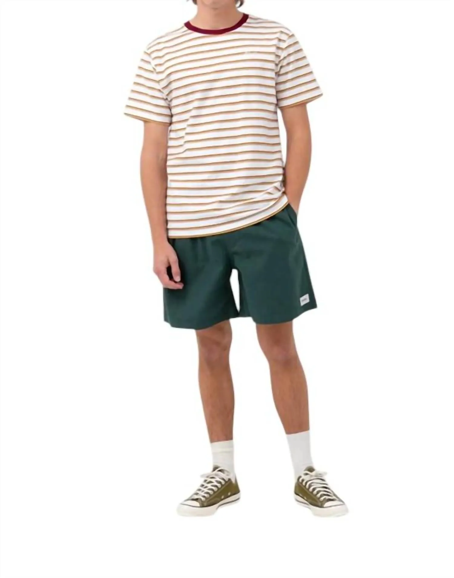 Mod Twill Jam Shorts In Moss