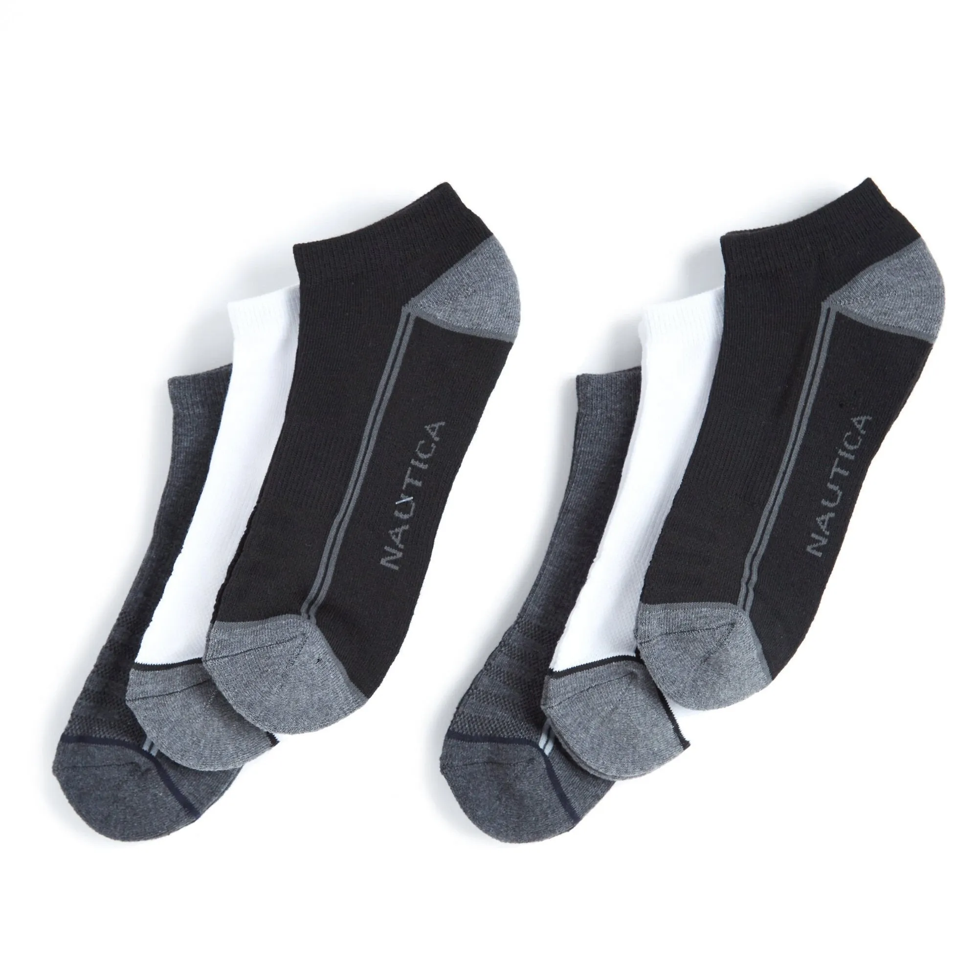 Nautica Men's 6 Pack Athletic Core Logo Sock True Black Nautica