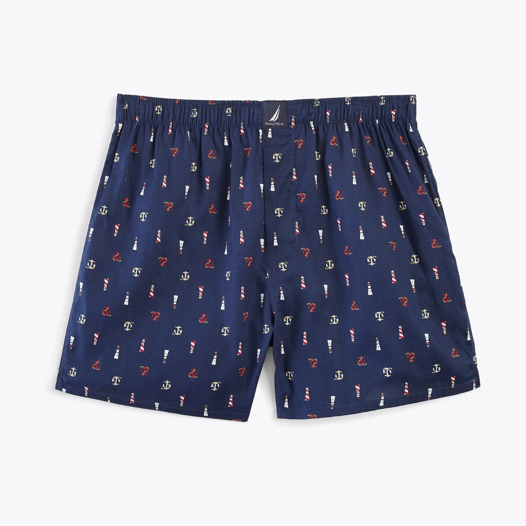 Nautica Men's Lighthouse Print Woven Boxer Navy Marl Nautica