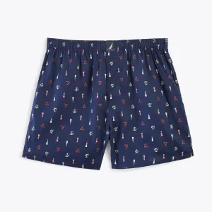 Nautica Men's Lighthouse Print Woven Boxer Navy Marl Nautica