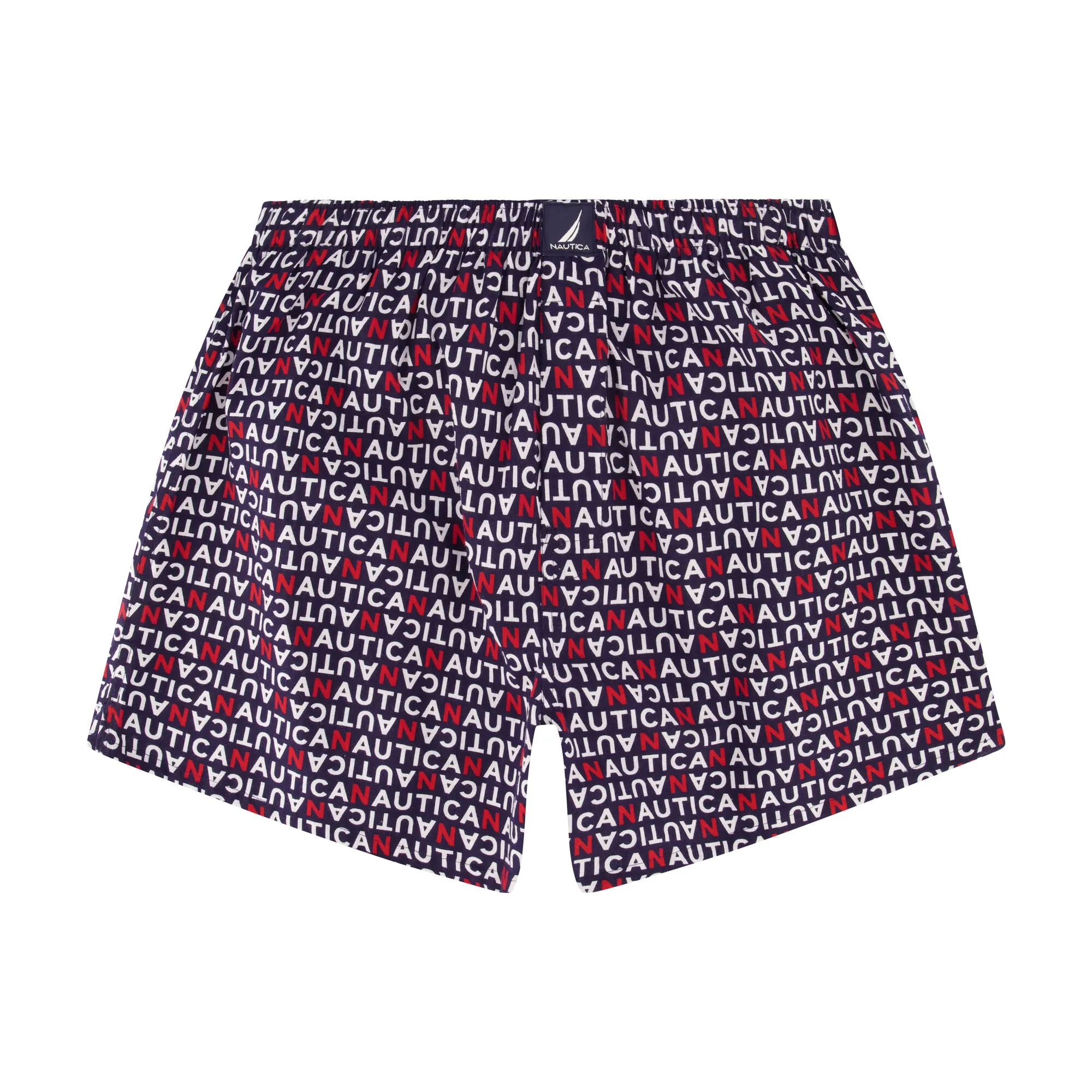 Nautica Men's Logo Print Woven Boxer Delphinium Blue Nautica
