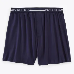 Nautica Men's Logo Waist Knit Boxers Peacoat Nautica