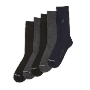 Nautica Men's Ribbed Solid Dress Socks Charcoal Nautica
