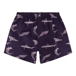 Nautica Men's Shark Print Woven Boxer Bolt Blue Nautica