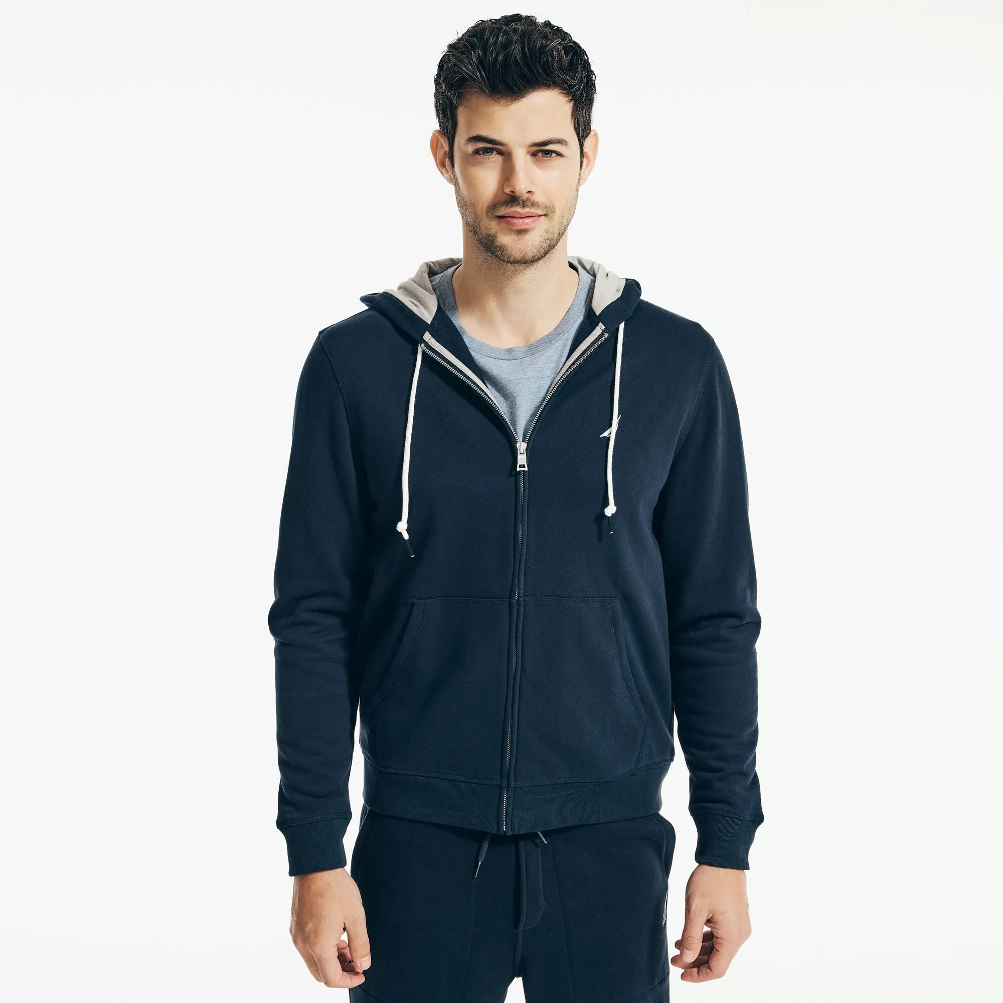 Nautica Mens Solid Full-Zip Hoodie