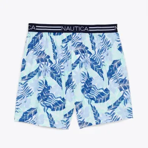 Nautica Men's Tropical Leaf Print Knit Boxer Blue Depths Nautica