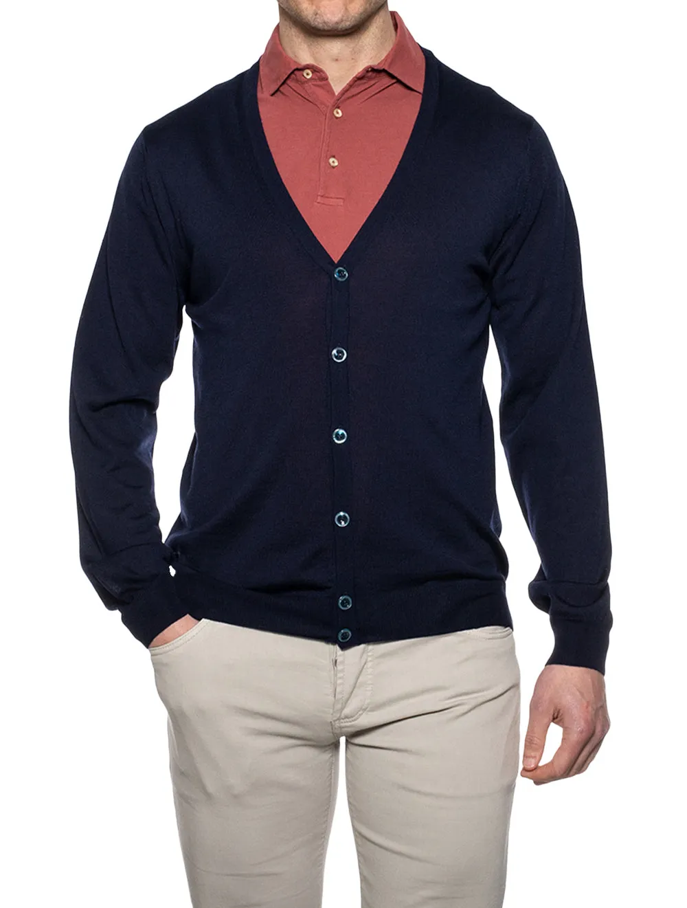 Navy Merino Wool Cardigan
