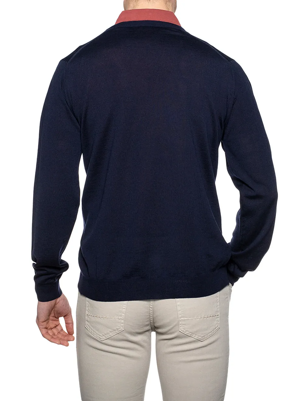 Navy Merino Wool Cardigan