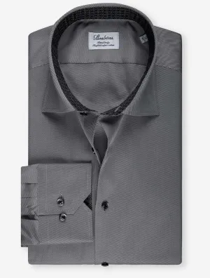 Paisley Contrast Twill Fitted Body Shirt Black