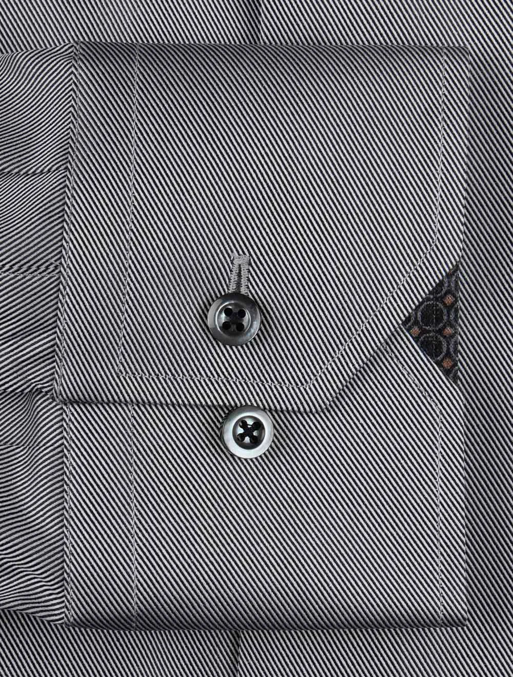 Paisley Contrast Twill Fitted Body Shirt Black