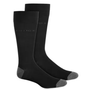 Perry Ellis Portfolio H859601 Crew Socks Men's Black Rayon Blend Logo MXX141