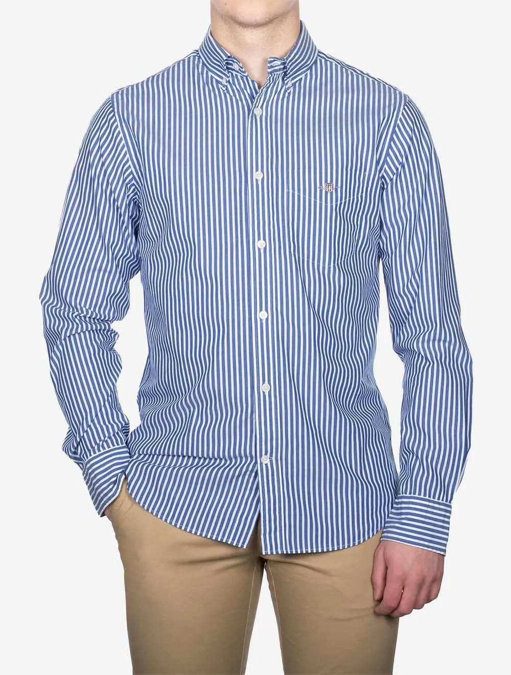 Poplin Stripe Regular Fit Shirt College Blue
