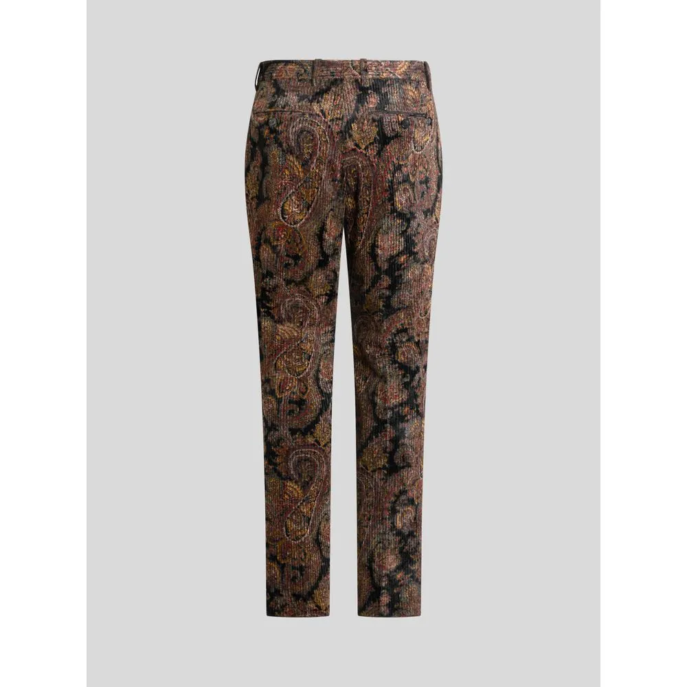 PRINTED RIBBED VELVET TROUSERS