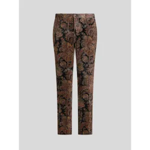 PRINTED RIBBED VELVET TROUSERS